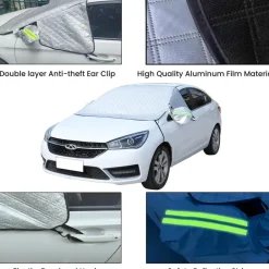CaiTang Frontscheibenabdeckung Auto XL, 230x128cm, mit 5 Magneten und 4