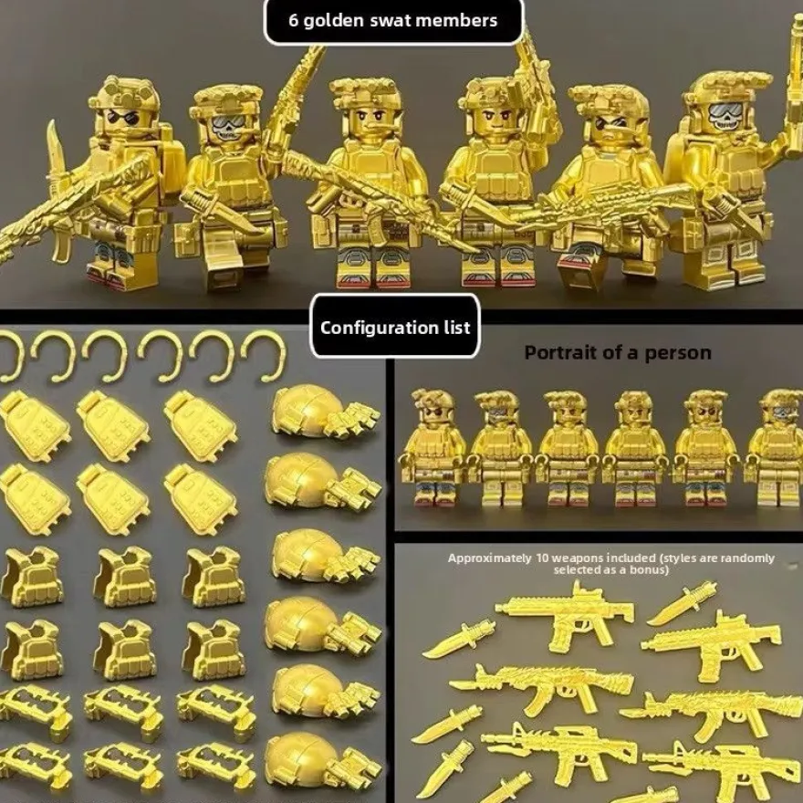 Call Duty Videospiel Lego Mini Figur 6 Gold Soldat Spielzeug Modell Armee Spielzeug