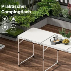 Campingtisch klappbar 180x60x70cm höhenverstellbar Aluminium MDF Tischplatte