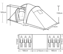 Campingzelt Loksa, 6-Mann Zelt Kuppelzelt Igluzelt Festival-Zelt, 6 Personen
