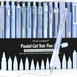 Candies Gelschreiber 14-teiliges Set Etui 0,5mm feine Spitze einziehbare Stifte