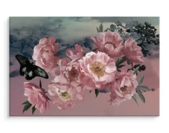 CANVAS Leinwandbild XXL Himmel Natur Pfingstrosen Schmetterlinge 387