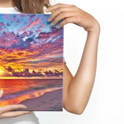 CANVAS Leinwandbild XXL Wandbilder Schlafzimmer Sonnenuntergang Meer 559