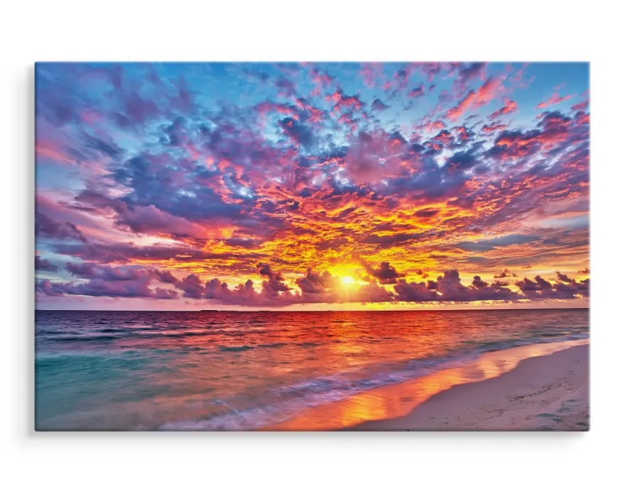CANVAS Leinwandbild XXL Wandbilder Schlafzimmer Sonnenuntergang Meer 559