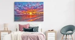 CANVAS Leinwandbild XXL Wandbilder Schlafzimmer Sonnenuntergang Meer 559