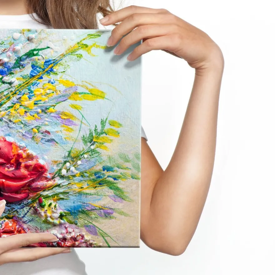 CANVAS Leinwandbild XXL Wandbilder Büro blühende Rosen Blumen Gemälde 1437