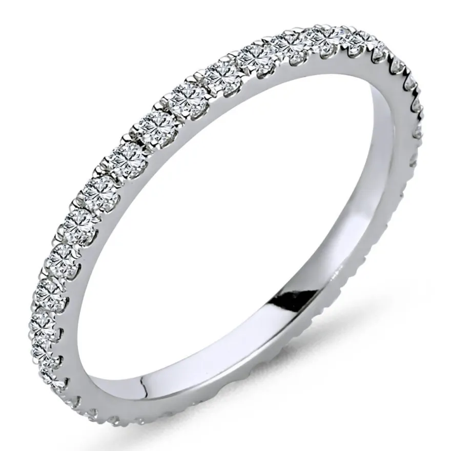 0,55 Carat Diamant rundum Memoire Eternity Ring Anniversary in 14 Karat Weißgold