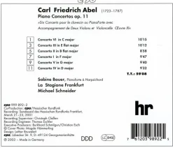 Carl Friedrich Abel (1723-1787): Klavierkonzerte op.11 Nr.1-6