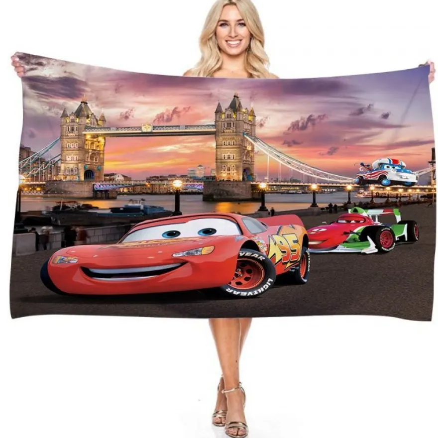 Cartoon Cars Badetücher Merch Lightning McQueen Sally Larry Pool Handtuch Strandtuch