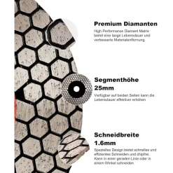 casaverde Diamant-Trennscheibe 115mm M14 - Doppelseitig für Granit, Marmor