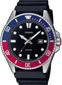 Casio Collection Herren-Taucheruhr Blau/Rot MDV-107-1A3VEF