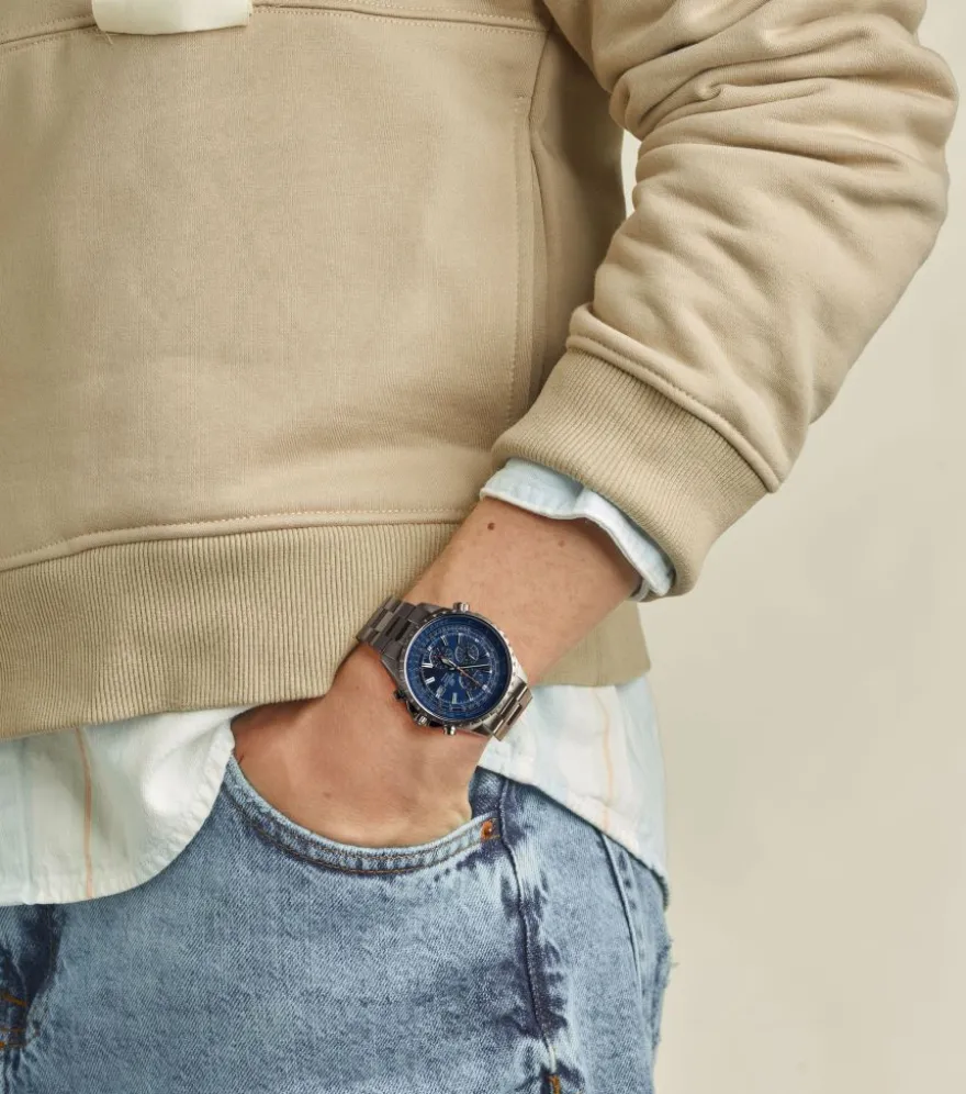 Casio Edifice Herrenuhr Neo-Display Datum Edelstahl EF-527D-2AVUEF