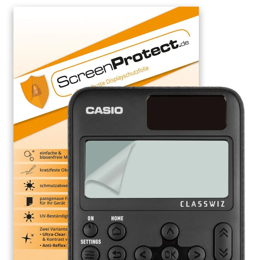 Casio FX-85 DE CW + Jeans-Tasche dunkelblau, Zirkelset blau, chutzfolie, arantie