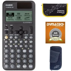 Casio FX-991 DE CW mit Jeans-Tasche dunkelblau, Zirkelset gelb und Garantie