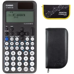Casio FX-85 DE CW mit schwarzer Tasche und Zirkelset gelb