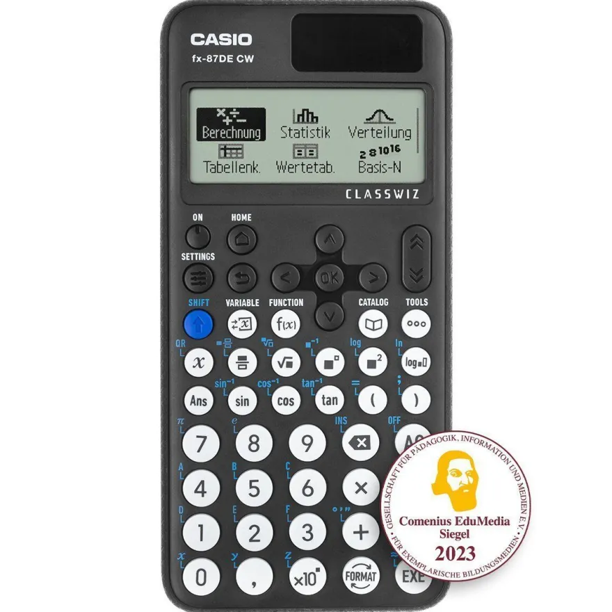 Casio FX-87 DE CW m. Jeans-Tasche dunkelblau, irkelset pink, olie, uch, arantie