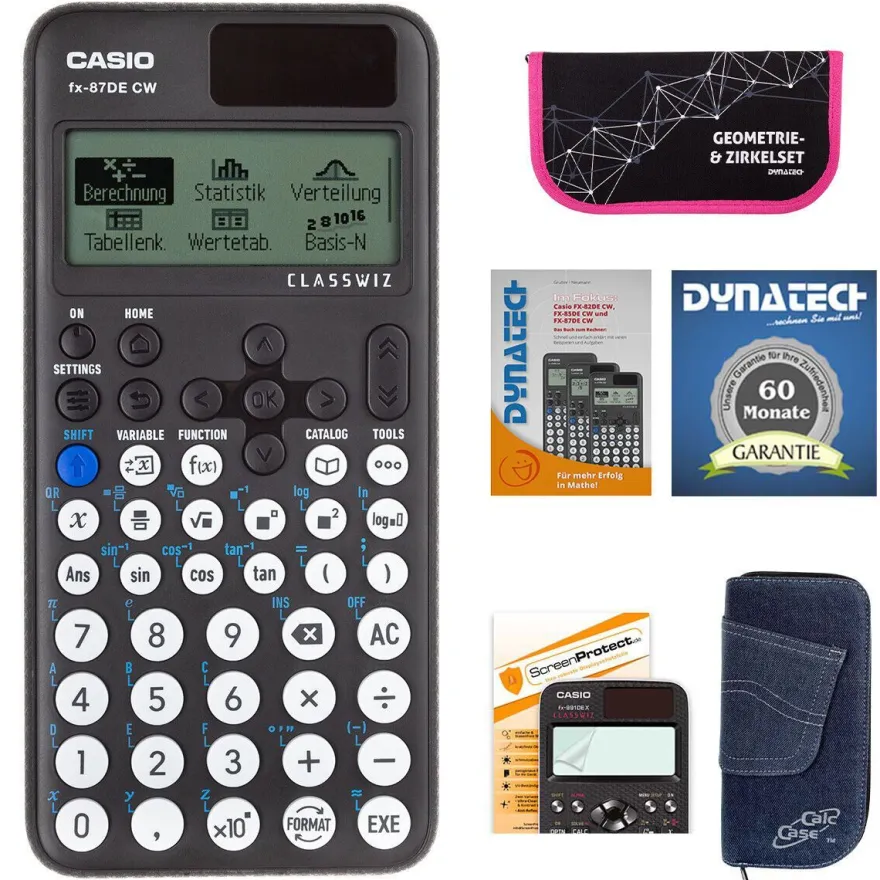 Casio FX-87 DE CW m. Jeans-Tasche dunkelblau, irkelset pink, olie, uch, arantie