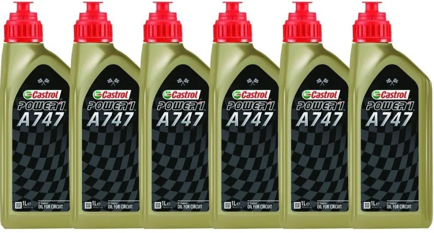 Castrol Power 1 A747 Motoröl mit Rizinusanteil 2 Takt Hochleistungsöl 6x1 Liter