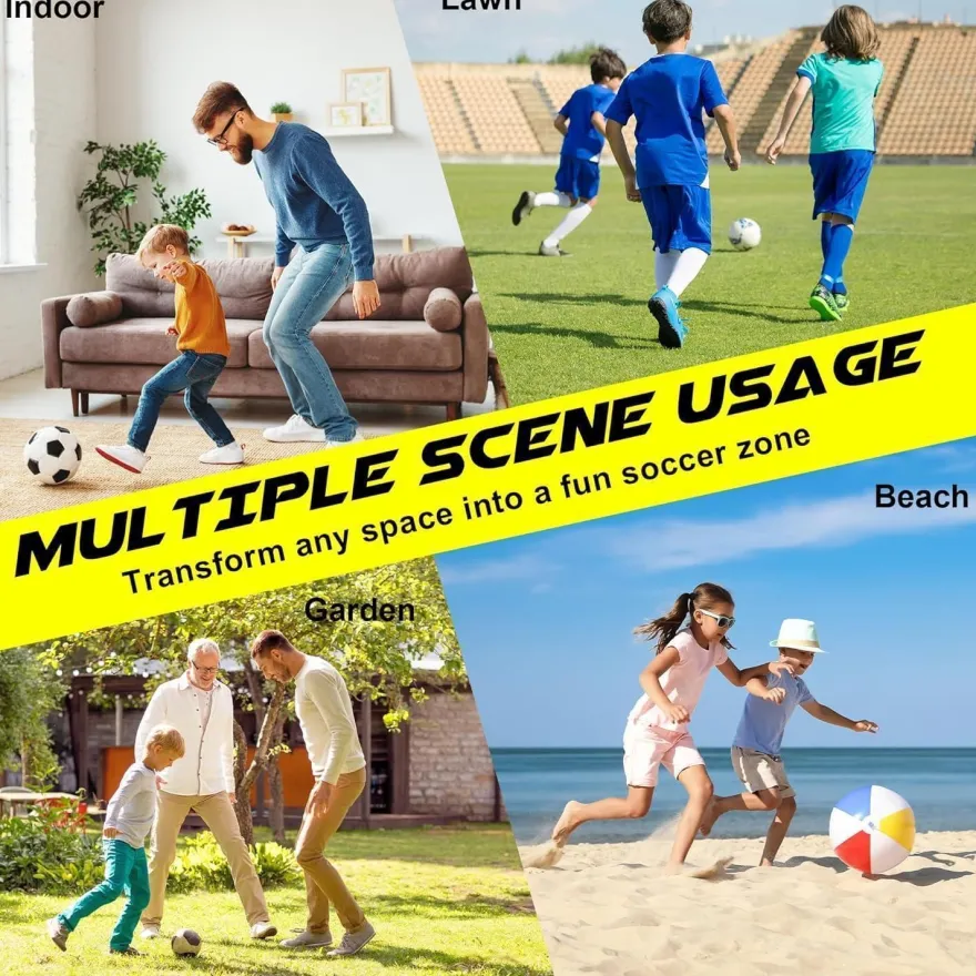 Catchluck Pop Up Fußballtor für Kinder mit 6 Hindernissen und Zielen, Gelb, für