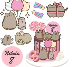 Cat Essbar Pusheen Tortenaufleger Torte Geburstag Zuckermasse + NAME