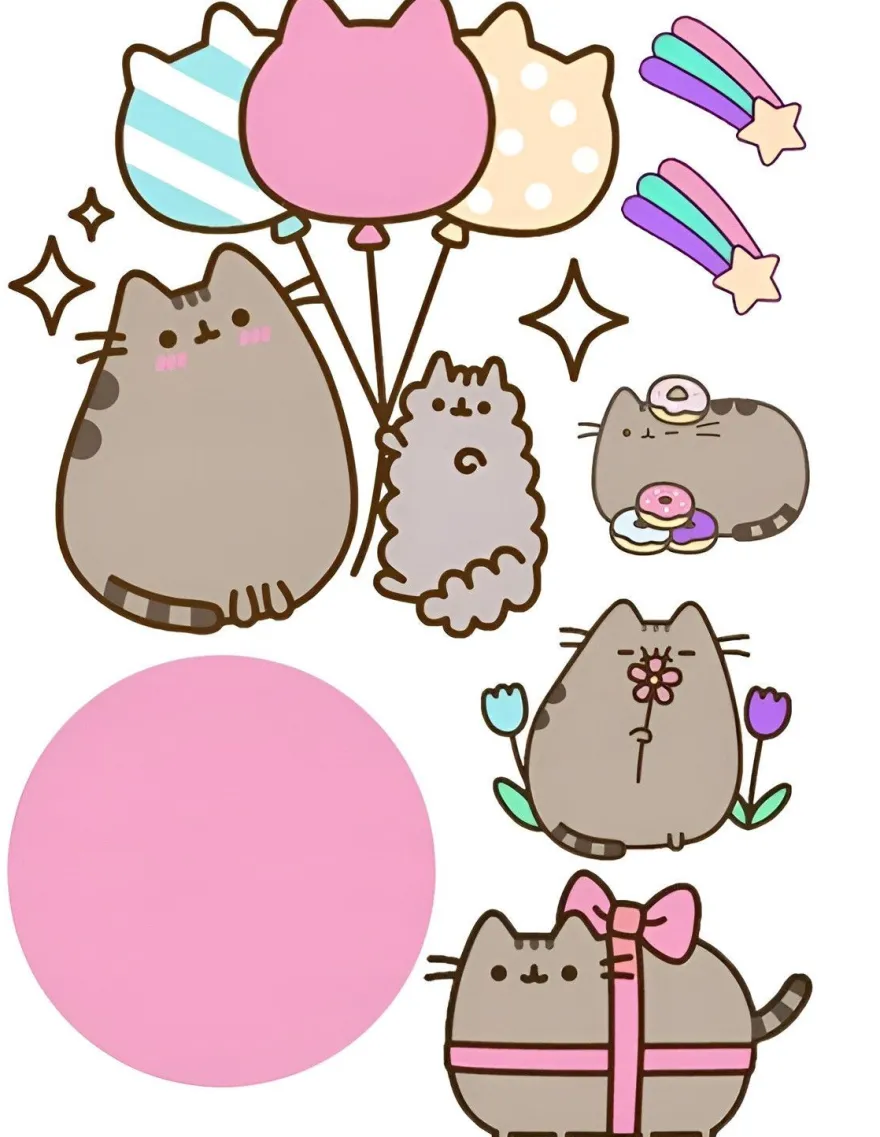 Cat Essbar Pusheen Tortenaufleger Torte Geburstag Zuckermasse + NAME
