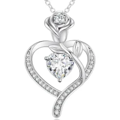 CDE Halskette Damen Rosegold Herz Kette Sterling Silber 925 mit Geburtsstein