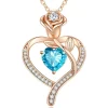 CDE Halskette Damen Rosegold Herz Kette Sterling Silber 925 mit Geburtsstein
