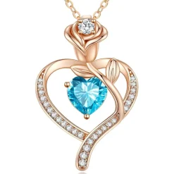 CDE Halskette Damen Rosegold Herz Kette Sterling Silber 925 mit Geburtsstein