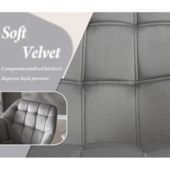 chairus Samt Armlehnensessel mit Metallbeinen, gepolstert, modern, Grau-1