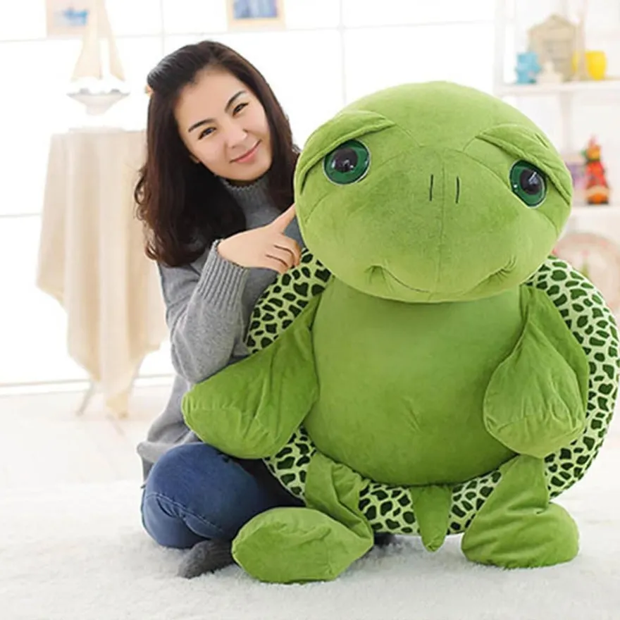 Champracer Lange Riesenschildkröte Stofftier Plüschtier 100 cm Grün