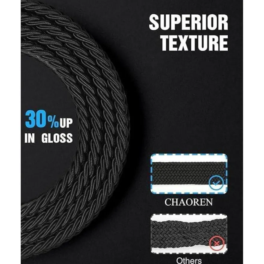Chaoren Elastischer Stretch Gürtel Herren, 35mm Flechtgürtel ohne Löcher, Braun