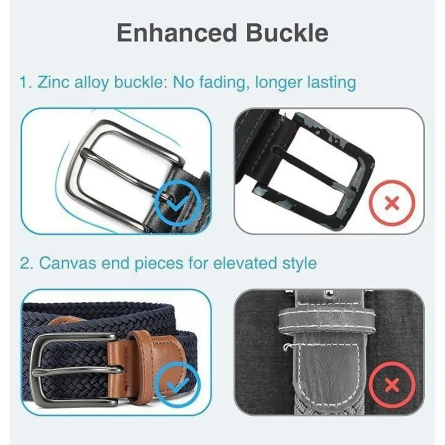 Chaoren Elastischer Stretch Gürtel Herren, 35mm Flechtgürtel ohne Löcher, Braun
