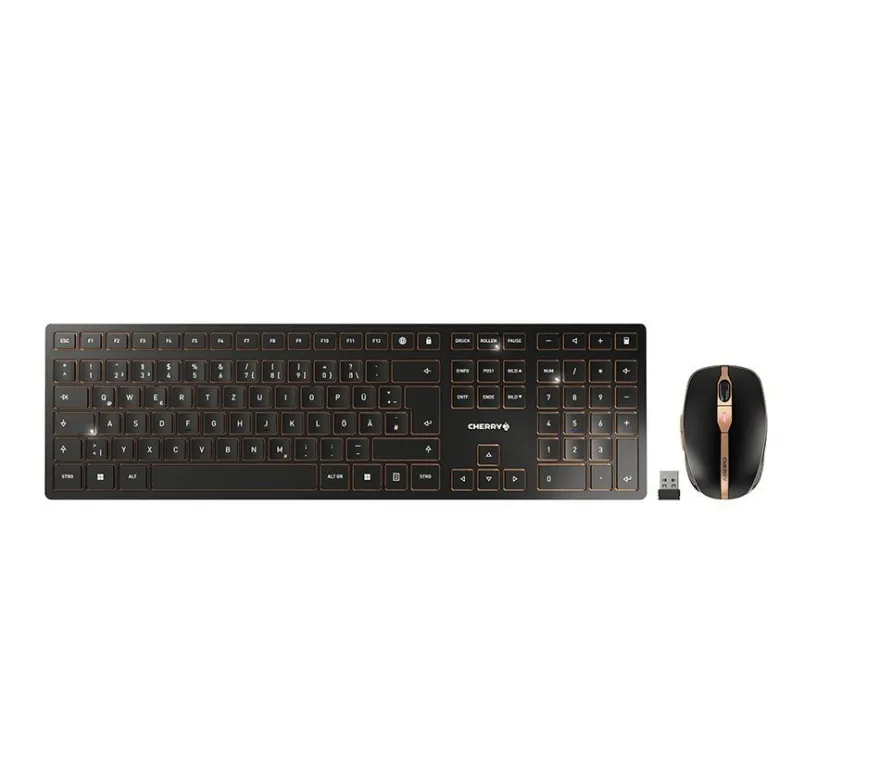 CHERRY DW 9100 SLIM Tastatur mit Maus Set kabellos schwarz bronze