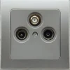 ChiliTec DELPHI Antennendose TV+Radio+Sat inkl. Rahmen UP silber