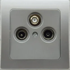 ChiliTec DELPHI Antennendose TV+Radio+Sat inkl. Rahmen UP silber