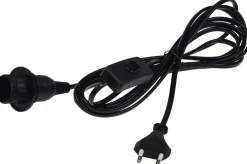 ChiliTec Netzkabel mit Schalter und E14 Fassung 1,4m + 2m lang, schwarz