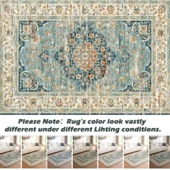 Choshome Waschbarer Vintage Teppich Kurzflor Orientalisch 160x230CM Blau für