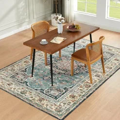 Choshome Waschbarer Vintage Teppich Kurzflor Orientalisch 160x230CM Blau für