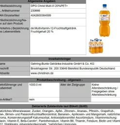 Christinen Multivitamin ohne Kohlensäure 6x1,00l Einweg-Pfand
