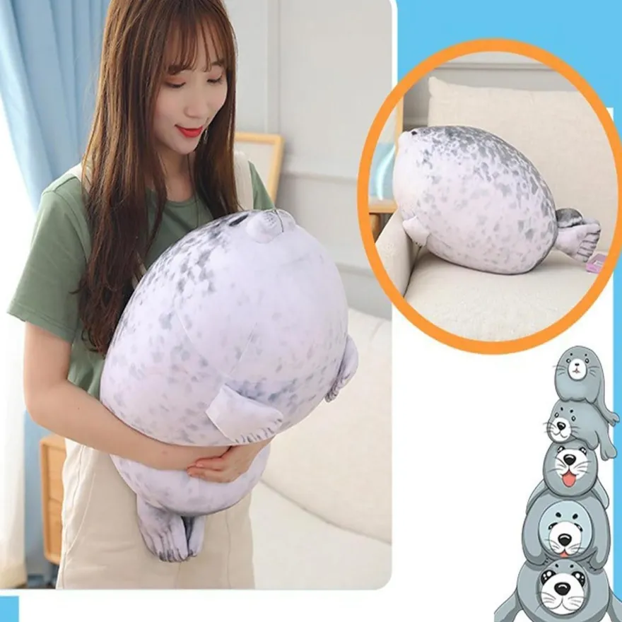 Chubby Spotted Seal Plüsch Kissen, Meerestier Robbe Tier Umarmungen Geschenke