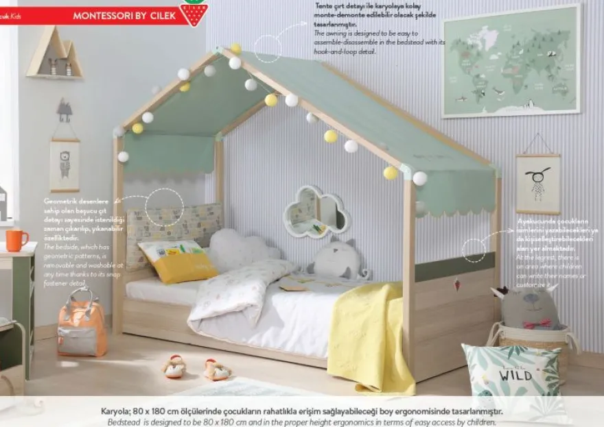 Cilek Kinderbett MONTE mit Markise, 80x180 cm