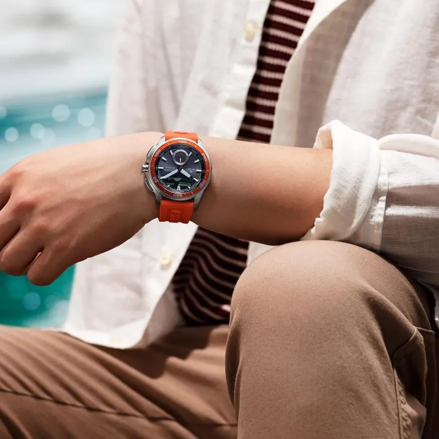Citizen Promaster Eco-Drive Solar-Herrenuhr Wave Tracker Orange JV3000-13E