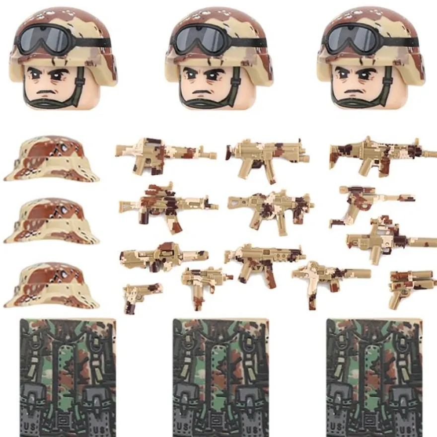 City Polizei Zubehör Figuren Armee Commandos Soldat Tarnhelm Waffen Klemmbausteine