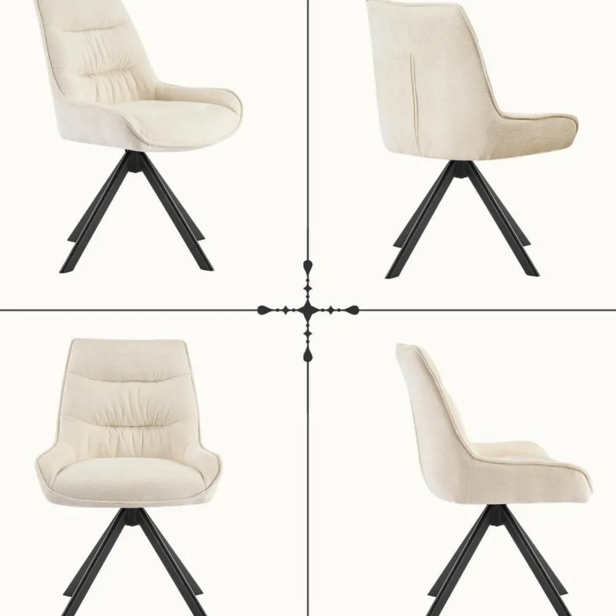Ckaff Drehstuhl Esszimmer 2er Set, 360° drehbar, Chenille Polsterstuhl mit