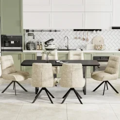 Ckaff Drehstuhl Esszimmer 2er Set, 360° drehbar, Chenille Polsterstuhl mit
