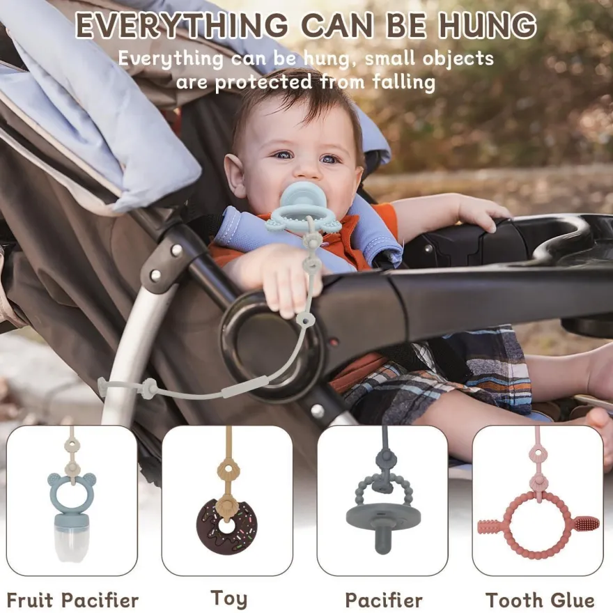 CLDY Baby Spielzeug Schnullerkette Silikon Cup Catcher, BPA-frei, 4 Stück Ozean