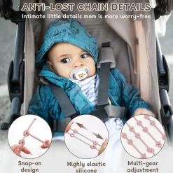 CLDY Baby Spielzeug Schnullerkette Silikon Cup Catcher, BPA-frei, 4 Stück Ozean