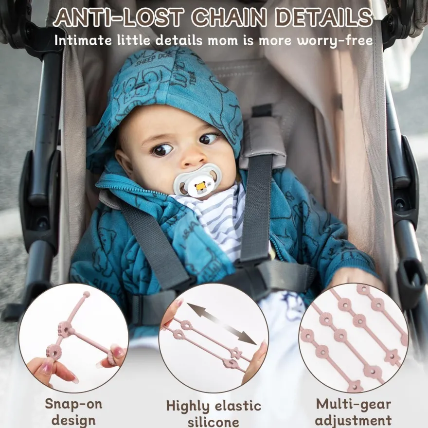 CLDY Baby Spielzeug Schnullerkette Silikon Cup Catcher, BPA-frei, 4 Stück Ozean