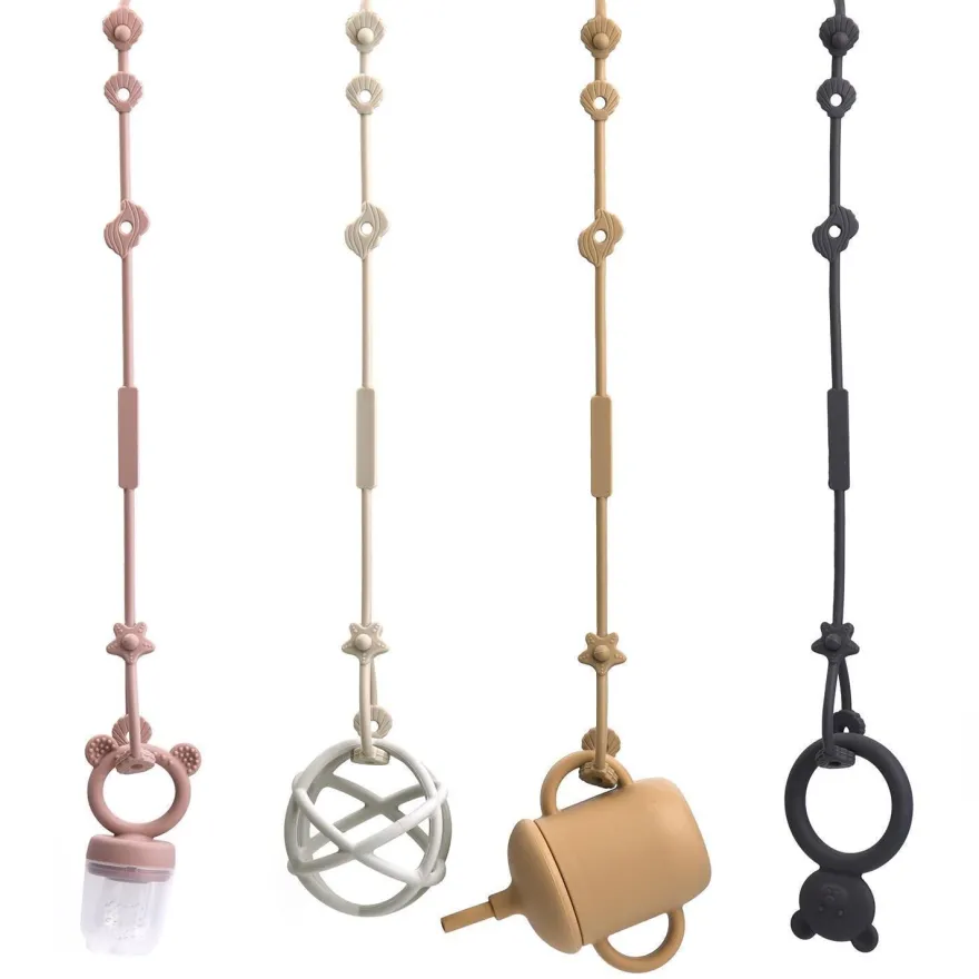 CLDY Baby Spielzeug Schnullerkette Silikon Cup Catcher, BPA-frei, 4 Stück Ozean