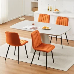 CLIPOP Esszimmerstühle 2er Set, Samt Gepolsterte Küchenstühle mit Metallbeinen